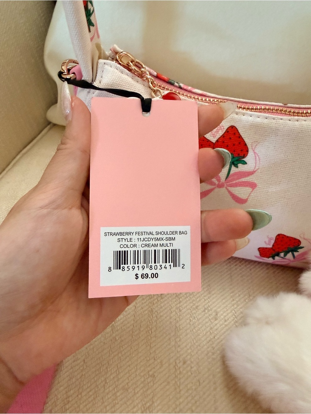 NWT Viral Juicy Couture pink strawberry Y2K purse bag - Picture 7 of 8